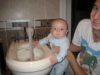  Mom, check out this fountain we have in the bathroom!